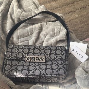 GUESS Monogram Black and Gray Shoulder Bag